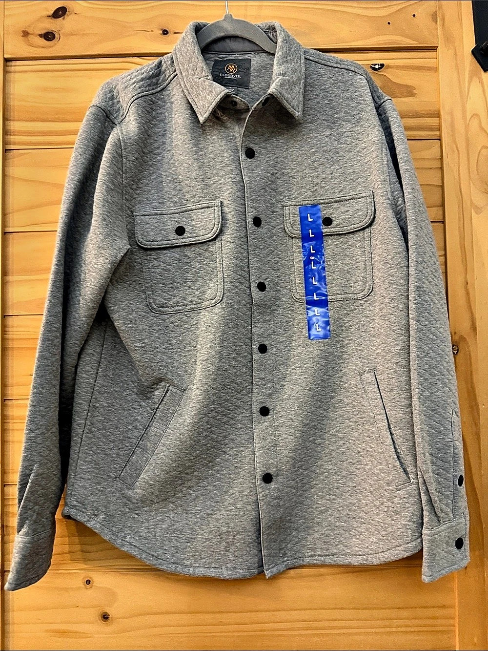 Cloudveil Quilted Jacquard Knit Shirt Jacket Gray Large